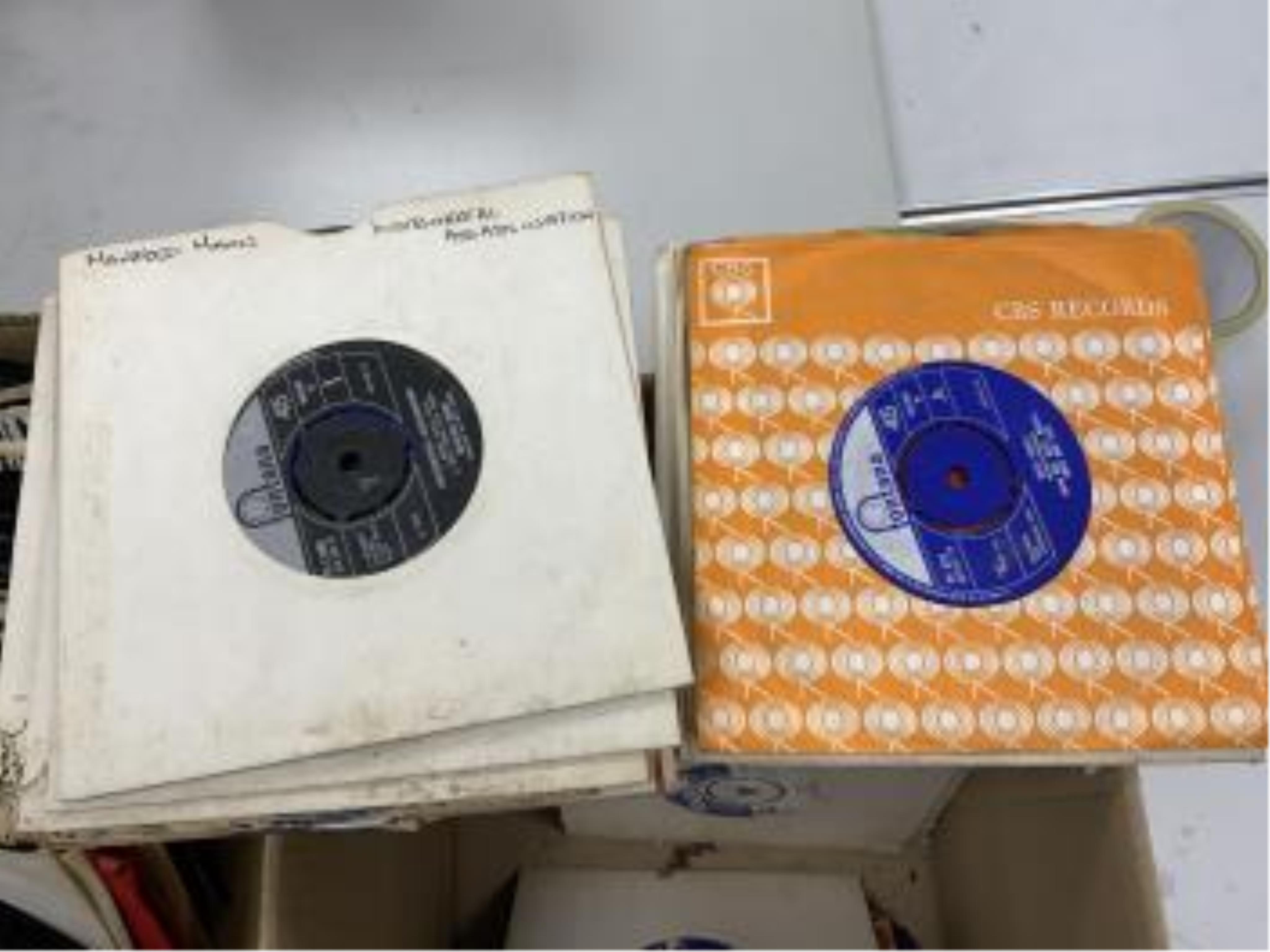 A collection of 7” singles, record labels include; Vertigo, Decca, Pye, Avco, Mercury, Polydor, CBS, Immediate, etc. Artists include; Nat King Cole, Paul Simon, The Bee Gees, Gordon Lightfoot, The Stylistics, Dusty Sprin